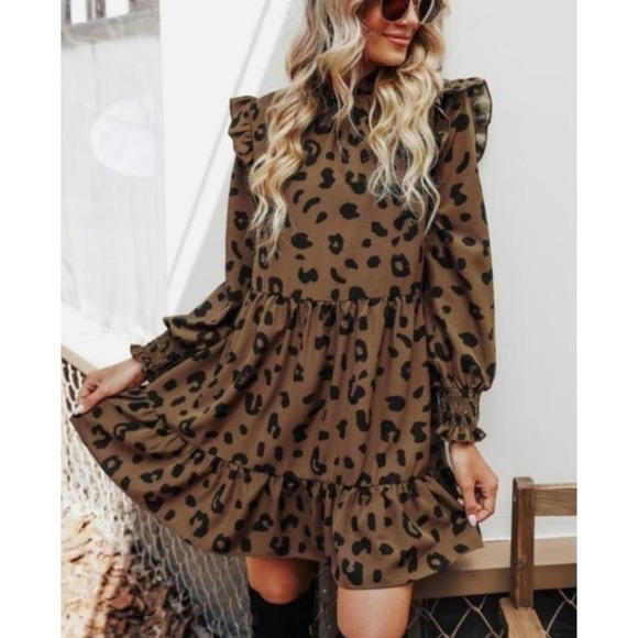 Cupshe Dresses & Skirts - NWT Cupshe Bryanna Leopard Print Ruffled Dress
